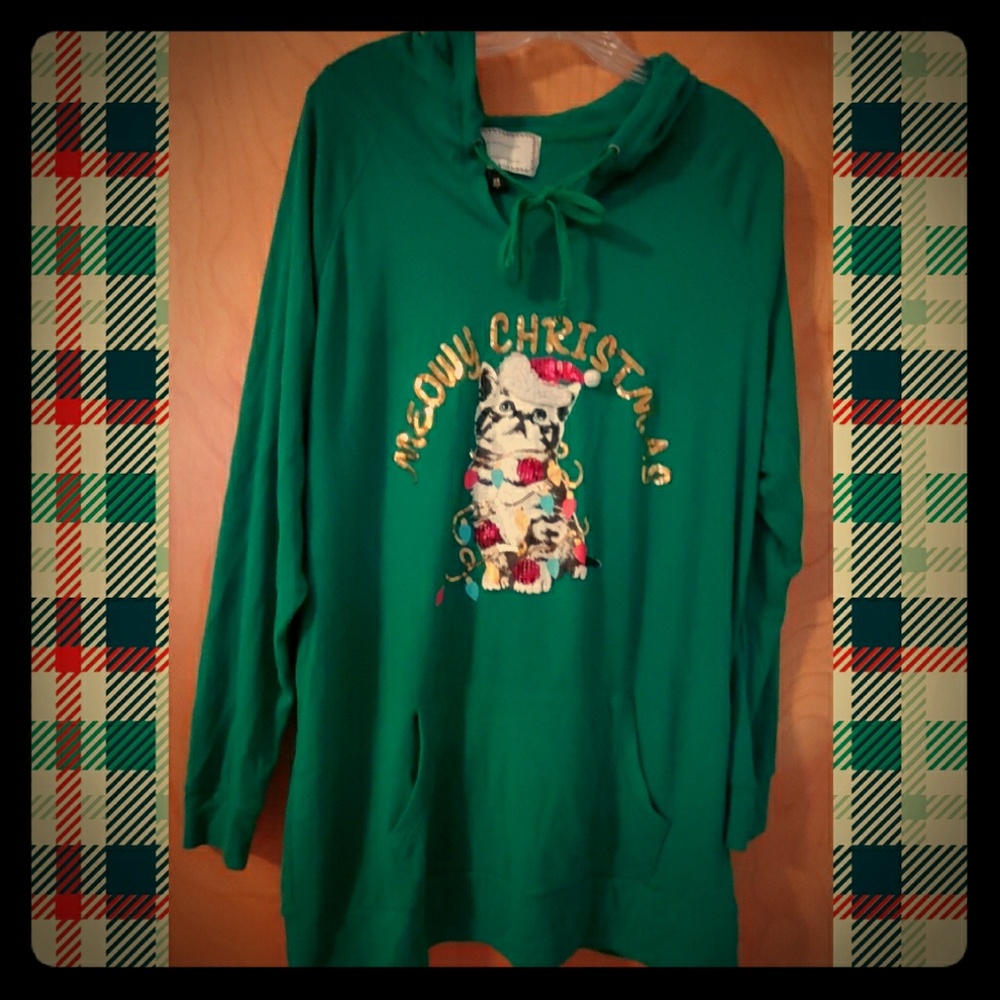 Lightweight Meowy Christmas cat hoodie